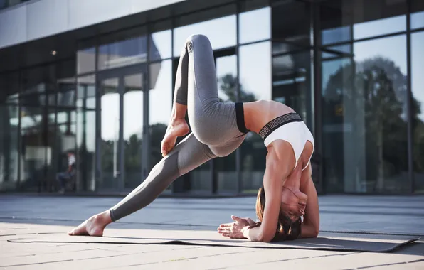 Sexy, model, pose, yoga