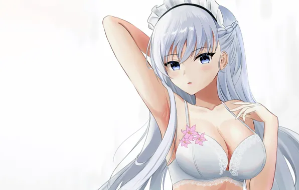 Girl, sexy, lingerie, bra, cleavage, long hair, boobs, anime