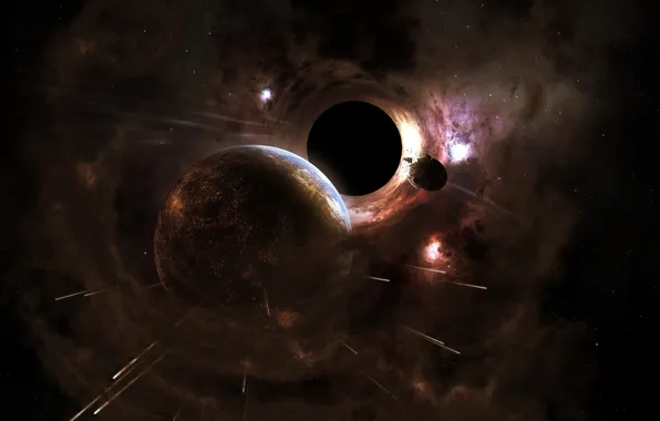 Картинка катастрофа, черная дыра, гравитация, разрушение планеты