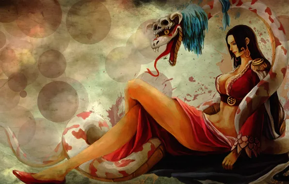 Девушка, змей, one piece, boa hancock