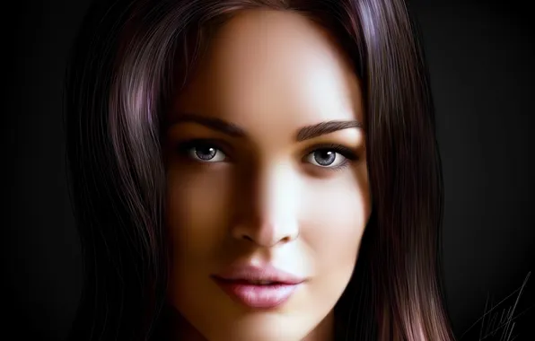 Картинка глаза, взгляд, лицо, Megan Fox, волосы, актриса, арт