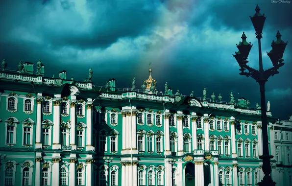 Картинка солнце, радуга, Санкт-Петербург, Эрмитаж, Saint-Petersburg, Дворцовая площадь