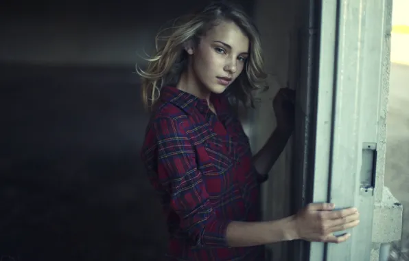 Girl, woman, model, blonde, female, flannel, Rachel Yampolsky