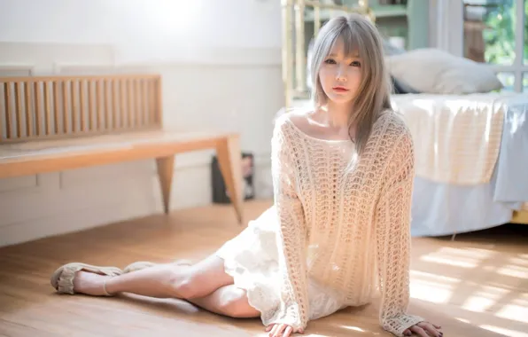 Girl, long hair, dress, beautiful, pretty, lips, face, asian
