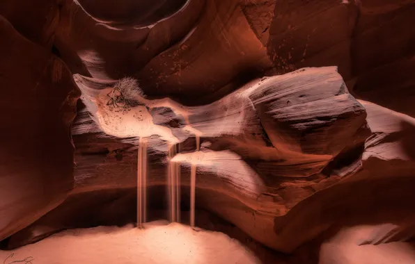 Песок, скалы, текстура, США, пески времени, штат Аризона, каньон Антилопы