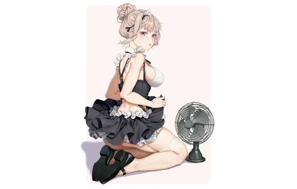 Girl, sexy, cleavage, thighhighs, boobs, anime, beautiful, short hair