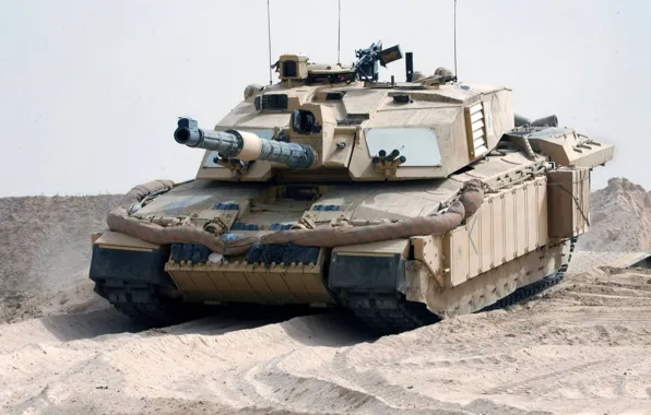 Картинка пустыня, танк, боевой, Челленджер 2, основной, сухопутных войск Великобритании