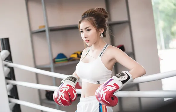 Девушка, бокс, азиатка