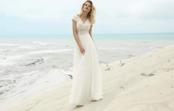 Girl, dress, beautiful, model, wedding, cute, posing, long-haired