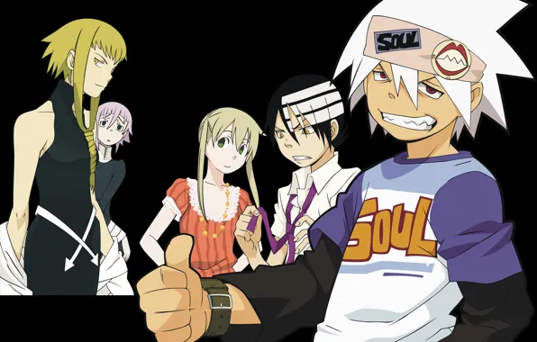 Аниме, Пожиратель душ, чёрный фон, персонажи, Soul Eater