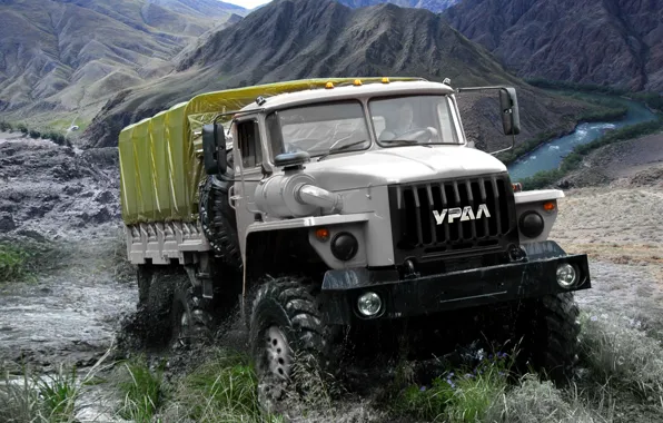 Вода, Горы, грузовик, Грязь, Water, Mountain, Truck, Урал