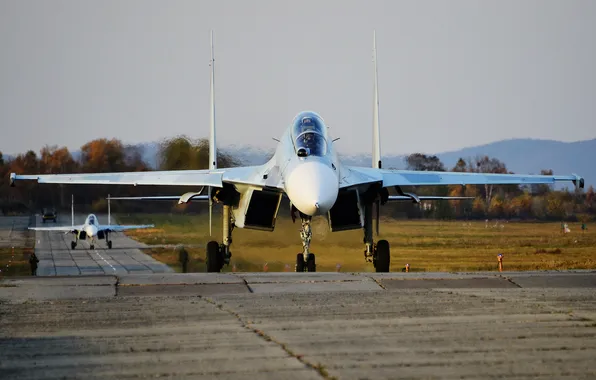 Картинка истребитель, аэродром, многоцелевой, двухместный, Су-30М2