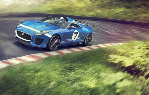 Concept, синий, Jaguar, автомобиль, blue, Project 7