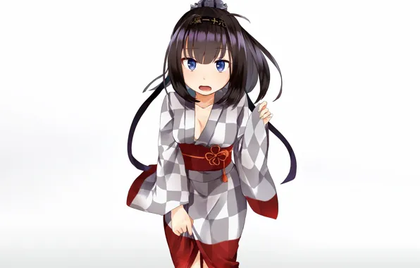 Girl, cleavage, long hair, dress, boobs, anime, blue eyes, beautiful