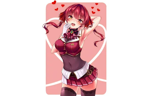 Girl, sexy, cleavage, blouse, thighhighs, long hair, boobs, anime