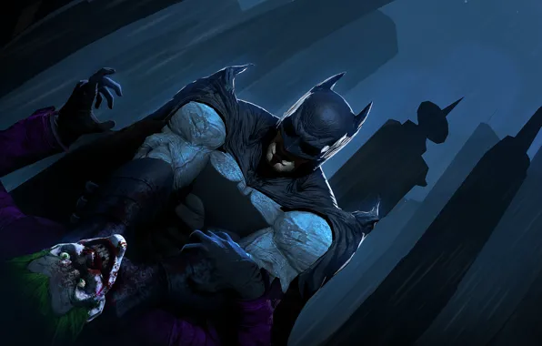 Картинка batman, the dark knight, joker, dc comics, Bruce Wayne