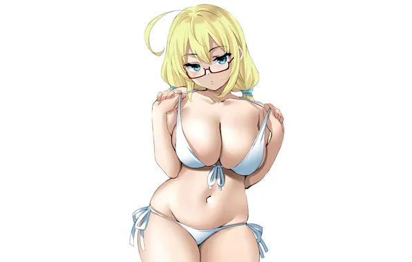 Girl, sexy, cleavage, long hair, boobs, sexy girl, anime, blue eyes