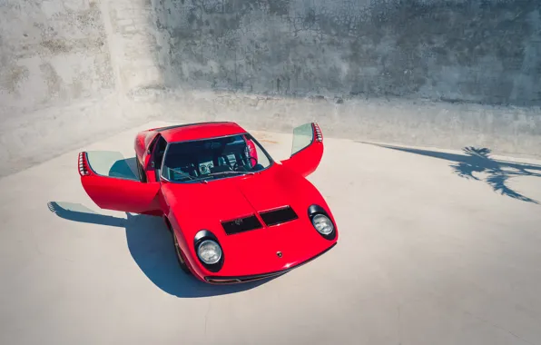 Red, supercar, classic, legend, LAMBORGHINI, 1972, MIURA
