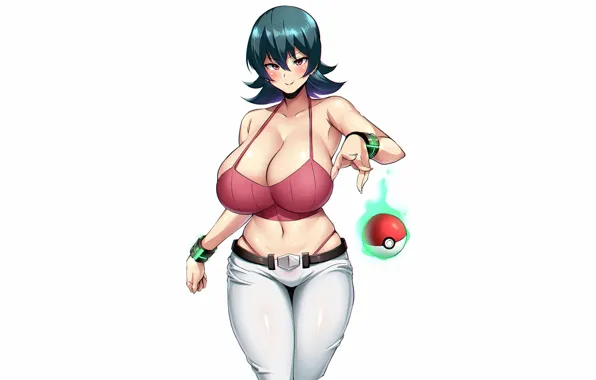 Girl, sexy, cleavage, boobs, anime, beautiful, red eyes, short hair