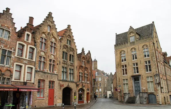 Улица, дома, Бельгия, Брюгге, Jan van Eyck Square