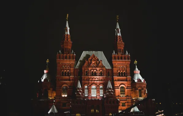 Снег, ночь, Москва, прогулка, Красная площадь