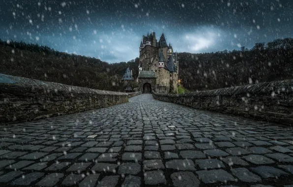 Зима, снег, germany, Burg Eltz