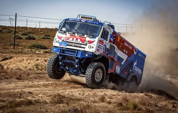 Пыль, Машина, Грузовик, Гонка, Мастер, Kamaz, Rally, КАМАЗ-мастер