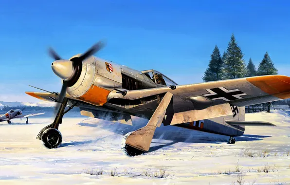 Рисунок, Германия, Focke-Wulf, Вторая Мировая война, Люфтваффе, поршневой истребитель, Fw.190A-4, JG 54