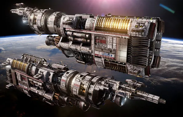 Космос, планета, корабли, Fractured Space, USR Brawler