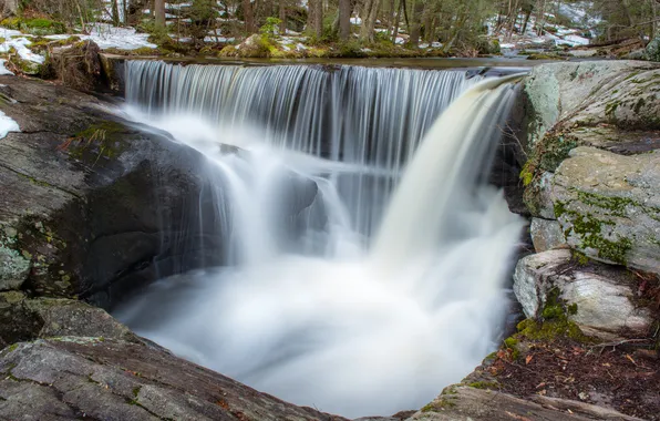 Лес, река, камни, водопад