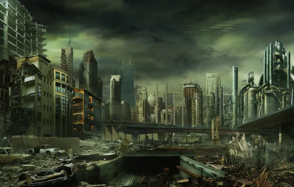 Картинка город, разрушения, катастрофа