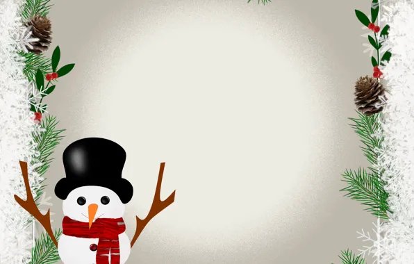 Картинка Новый Год, снеговик, открытка, шаблон, заготовка