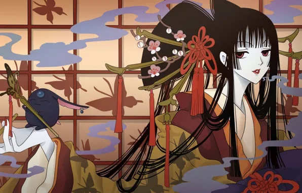 Девушка, аниме, арт, зверёк, xxxHolic