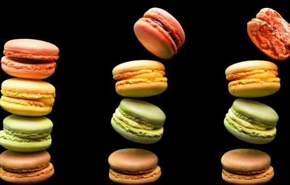 Еда, печенье, разноцветные, выпечка, macaron