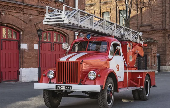 Машина, пожарная, советская, ГАЗ-51