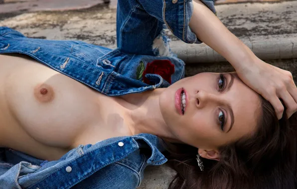 Playboy, blouse, nipples, woman, beautiful, model, beauty, jeans