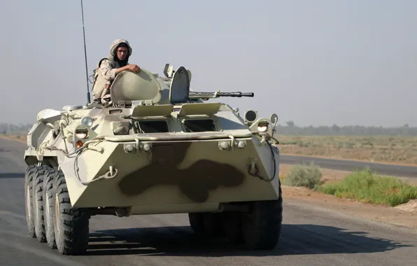 Картинка дорога, война, армия, солдат, Ирак, БТР-80
