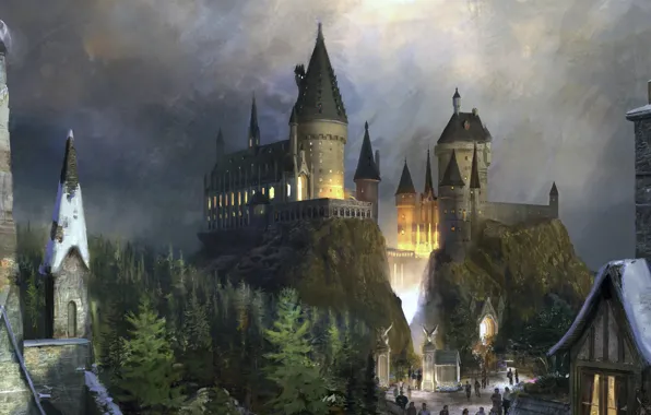 Картинка замок, фантастика, fantasy, hogwarts, хогвартс, Harry Potter, гарри поттер