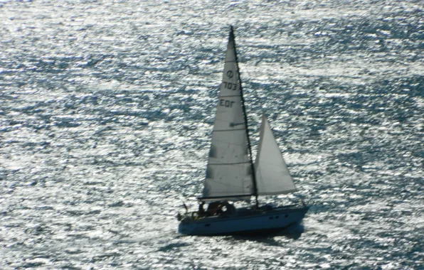Fehrman Brücke, Jacht, Silberfaeben, Fehmarn Insel, Sonnenstrahlen