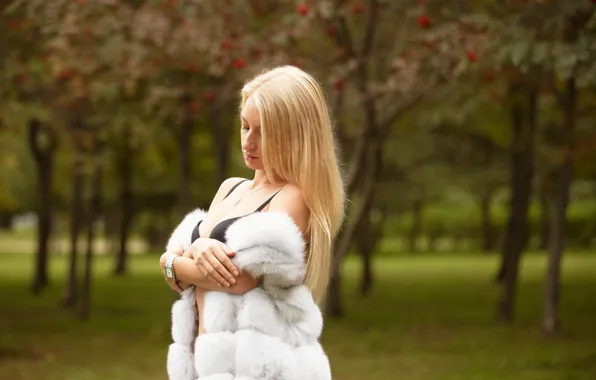 Картинка лето, девушка, лицо, волосы, мех, Katya