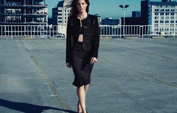 Крыша, солнце, дома, актриса, шатенка, Мишель Монахэн, Michelle Monaghan, фотосессия