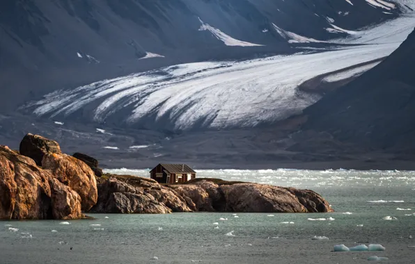 Картинка арктика, сергей доля, Шпицберген, дом на краю земли, море северное