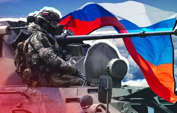 Картинка soldier, armor, tricolor, weapons, tank, armored vehicles