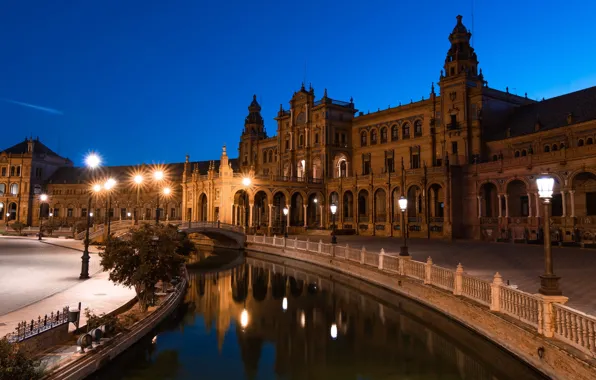 Andalucia, sevilla, amanecer, plaza de españa