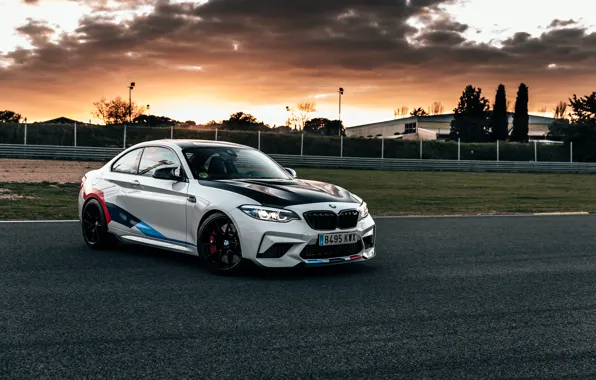 Закат, вечер, BMW, гоночный трек, 2018, Competition, F87, BMW M2