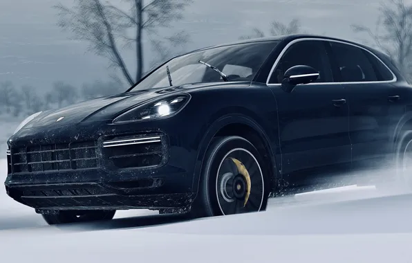 HDR, Porsche, Drift, Winter, Snow, Turbo, Game, Cayenne