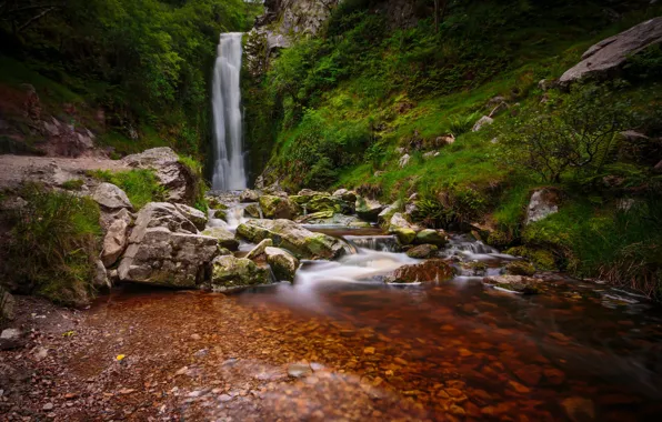 Картинка камни, водопад, Ирландия, Ireland, Glenevin Waterfall