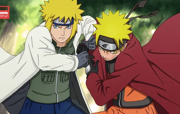 Аниме, отец, арт, Наруто, Naruto, сын, Минато, Узумаки