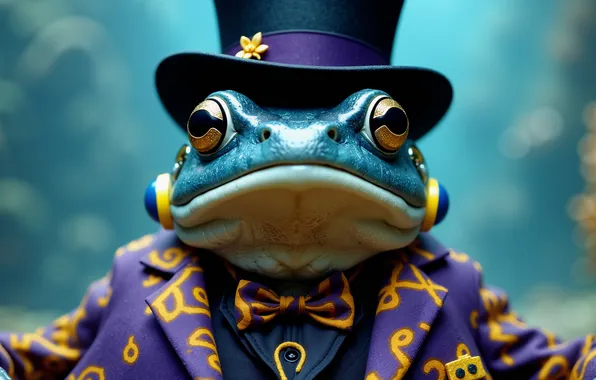 Hat, frog, suit