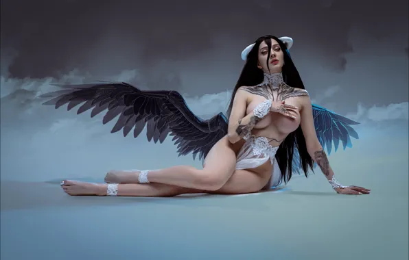 Грудь, животик, фигура, брюнетка, тату, блондинка, татуировка, girl